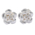 Sterling silver stud earrings, 'Blooming Glam' - Sterling Silver Floral Stud Earrings with Sandblasted Finish