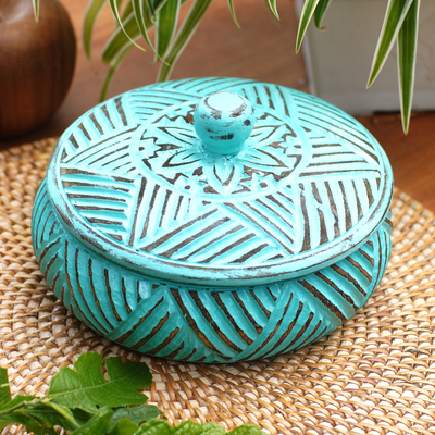 Curated gift set, 'Turquoise Treasure' - Curated Gift Set with Turquoise Clutch Robe & Decorative Box