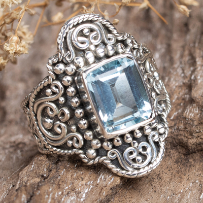 Petite Emerald Cut London Blue Topaz Ring – Ring Concierge
