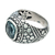 Anillo abombado de topacio azul - Anillo con forma de cúpula de lunares de armadillo de plata de ley con topacio azul balinés