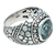 Anillo abombado de topacio azul - Anillo con forma de cúpula de lunares de armadillo de plata de ley con topacio azul balinés