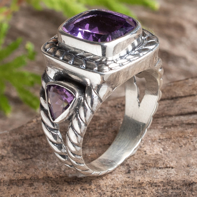FINE JEWELRY Womens Diamond Accent Genuine Purple Amethyst 10K Rose Gold  Flower Cocktail Ring | CoolSprings Galleria