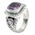 Amethyst multi-stone ring, 'Fantastic Purple' - Sterling Silver Cocktail Ring with 3 Amethyst Stones