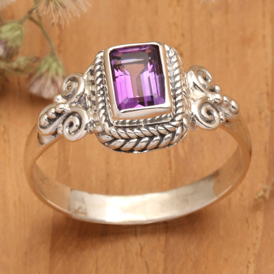 Amethyst cocktail ring, 'Regal Purple' - Classic Sterling Silver and Amethyst Cocktail Ring from Bali