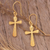 Gold-plated dangle earrings, 'Triumph Cross' - High-Polished 22k Gold-Plated Cross Dangle Earrings