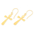 Pendientes colgantes chapados en oro - Aretes colgantes con forma de cruz chapados en oro de 22k de alto pulido