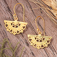 Gold-plated dangle earrings, 'Half Chakra' - Traditional Chakra-Themed 22k Gold-Plated Dangle Earrings