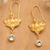 Gold-plated blue topaz dangle earrings, 'Brahman's Blue Jewel' - Lotus-Shaped 22k Gold-Plated Blue Topaz Dangle Earrings