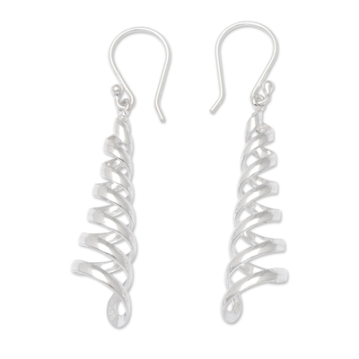 Sterling silver dangle earrings, 'Divine Swirl' - High-Polished Swirl-Shaped Sterling Silver Dangle Earrings