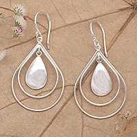 Sterling silver dangle earrings, 'Our Dance' - Polished Drop-Shaped Sterling Silver Dangle Earrings
