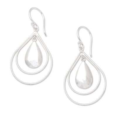 Sterling silver dangle earrings, 'Our Dance' - Polished Drop-Shaped Sterling Silver Dangle Earrings