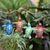 Wood ornaments, 'Festive Shells' (set of 4) - Set of 4 Painted colourful Jempinis Wood Turtle Ornaments