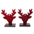 Wood home accents, 'Deer Red' (pair) - Painted Reindeer-Themed Red Pule Wood Home Accents (Pair)