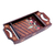 Holztablett - Handgefertigtes traditionelles Batik-Tablett aus braunem Pule-Holz aus Java