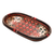 Wood decorative bowl, 'Fire Batik' - Handmade Batik Oblong-Shaped Red Pule Wood Decorative Bowl