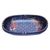 Wood decorative bowl, 'Water Batik' - Handmade Batik Oblong-Shaped Blue Pule Wood Decorative Bowl