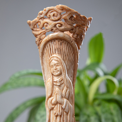 Hand-carved sculpture, 'Madonna of Bali' - Hand-Carved Virgin Mary and Baby Jesus Sculpture from Bali