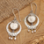 Cultured and garnet dangle earrings, 'Island's Passionate Blessing' - Classic Balinese Dangle Earrings with Pearls and Garnet Gems (image 2) thumbail