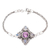 Rainbow moonstone and amethyst pendant bracelet, 'Sparkling Girl' - Traditional Rainbow Moonstone and Amethyst Pendant Bracelet