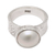 Cultured pearl single stone ring, 'Ocean's Nobility' - Hammered White Cultured Pearl Single Stone Ring from Bali thumbail