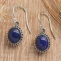 Lapis lazuli dangle earrings, 'Royal View' - Polished Classic Lapis Lazuli Dangle Earrings from Bali