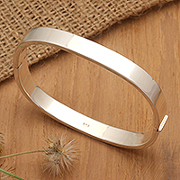 Sterling silver wristband bracelet, 'Glam and Glow' - Polished Sterling Silver Bangle-Style Wristband Bracelet