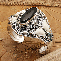 Mutil-gemstone cuff bracelet, 'Majesty of Gianyar'