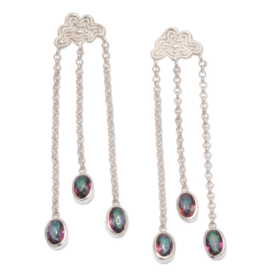 Cubic zirconia waterfall earrings, 'Sparkle with Me' - Sterling Silver Waterfall Earrings with Cubic Zirconia Stone