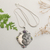 Multi-gemstone pendant necklace, 'Peacock's Night' - One-Carat Multi-Gemstone Peacock and Moon Pendant Necklace (image 2) thumbail