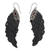 Garnet dangle earrings, 'Flight at Night' - Wing-Shaped Natural Garnet Silver Carved Dangle Earrings thumbail