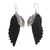Peridot dangle earrings, 'Fortune Feathers at Night' - Black Wing-Shaped Natural Oval Peridot Dangle Earrings