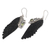 Peridot dangle earrings, 'Fortune Feathers at Night' - Black Wing-Shaped Natural Oval Peridot Dangle Earrings (image 2b) thumbail