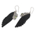 Peridot dangle earrings, 'Fortune Feathers at Night' - Black Wing-Shaped Natural Oval Peridot Dangle Earrings