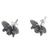 Sterling silver button earrings, 'Ancient Orchids' - Oxidized Orchid-Shaped Sterling Silver Button Earrings