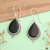 Onyx dangle earrings, 'Tropical Night' - Sterling Silver Onyx Dangle Earrings with Torsade Accents
