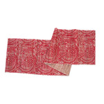 Cotton blend table runner and placemats, 'Red Eden' (set of 5) - Set of 5 Leafy Red and Ivory Table Runner and Placemats