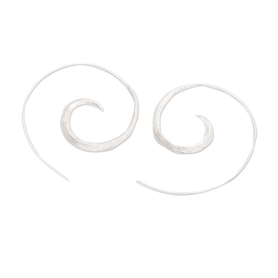 Halbcreolen aus Sterlingsilber - Elegante spiralförmige halbe Creolen aus Sterlingsilber aus Bali