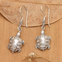 Sterling silver dangle earrings, 'Turtle Soul'