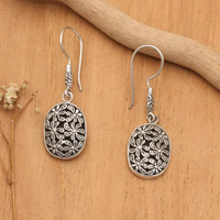 Sterling silver dangle earrings, 'Snowy Blooms'