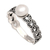 Cultured pearl single stone ring, 'Braided Deity' - Traditional White Cultured Pearl Single Stone Ring