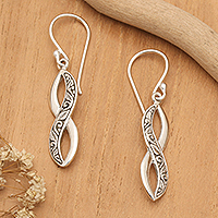 Sterling silver dangle earrings, 'Beauty of Eternity' - Traditional Balinese Sterling Silver Dangle Earrings