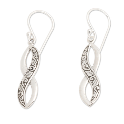 Sterling silver dangle earrings, 'Beauty of Eternity' - Traditional Balinese Sterling Silver Dangle Earrings