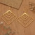 Pendientes colgantes chapados en oro - Pendientes colgantes de latón bañados en oro de 18 quilates con forma de diamante