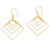 Pendientes colgantes chapados en oro - Pendientes colgantes de latón bañados en oro de 18 quilates con forma de diamante