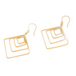 Gold-plated dangle earrings, 'Victorious Orbits' - Diamond-Shaped 18k Gold-Plated Brass Dangle Earrings