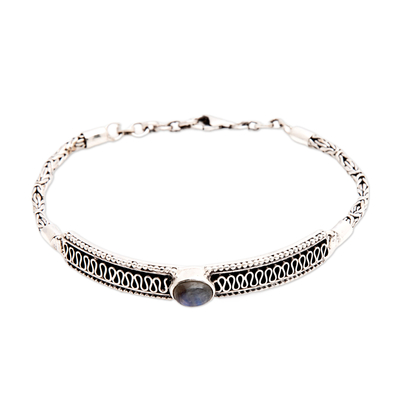 Rainbow moonstone pendant bracelet, 'Moonlight Dream' - Classic Natural Rainbow Moonstone Pendant Bracelet