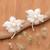 Aretes de perlas cultivadas - Pendientes de botón de perlas amarillas con temática floral y libélula