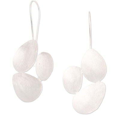 Sterling silver statement earrings, 'Chic Cluster' - Modern Cluster-Like Sterling Silver Statement Earrings