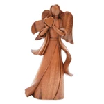 Wood sculpture, 'Sending Love' - Angel-Themed Romantic Suar Wood Sculpture from Bali
