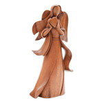 Wood sculpture, 'Sending Love' - Angel-Themed Romantic Suar Wood Sculpture from Bali